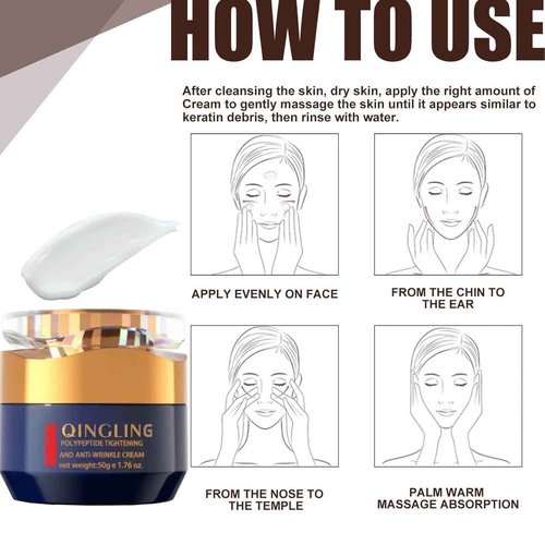 GROHESE Qingling Face Cream, Quinglin Crema Para Arrugas, Qingling Wrinkle Removal Cream, Polypeptide Tightening and Anti-Wrinkle Cream, Facial Neck Eye Cream Anti-Aging for Men & Women (1)