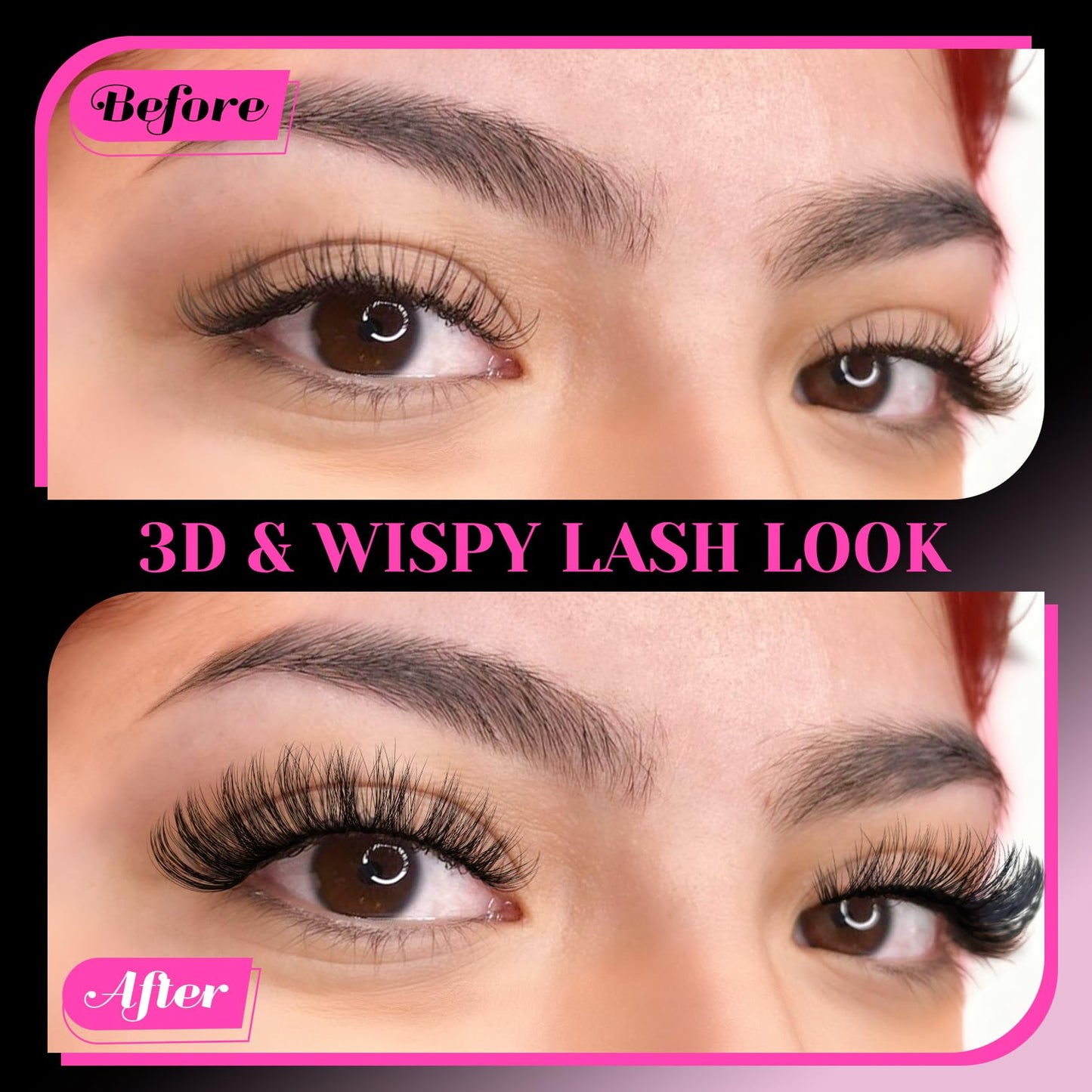 Veleasha Lashes Russian Strip Lashes Eyelashes with Clear Band Looks Like Eyelash Extensions D Curl Lash Strips 10 Pairs Pack (DT01)