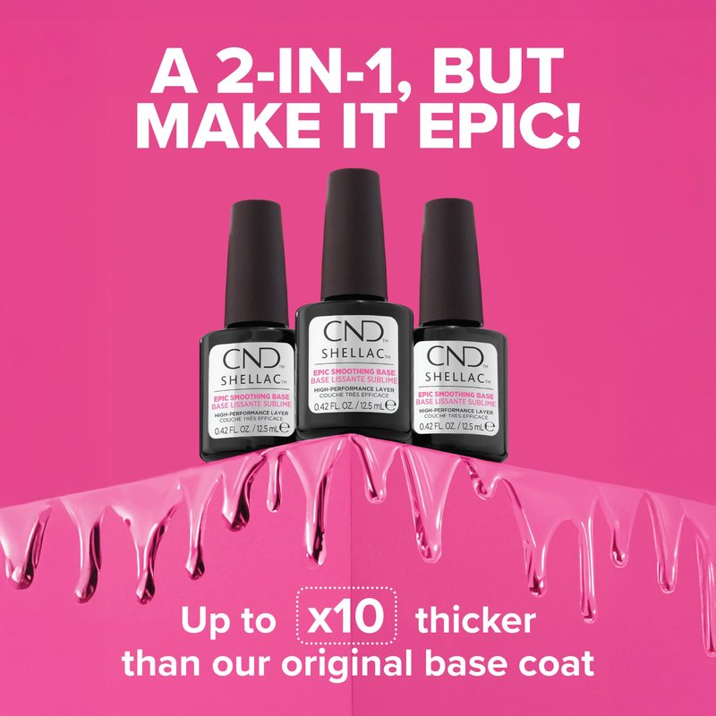 CND SHELLAC Epic Smoothing Gel Nail Base Coat, Strengthening Formula for Long Lasting Wear, 10x Thicker Appearance than Original, 0.42 fl oz