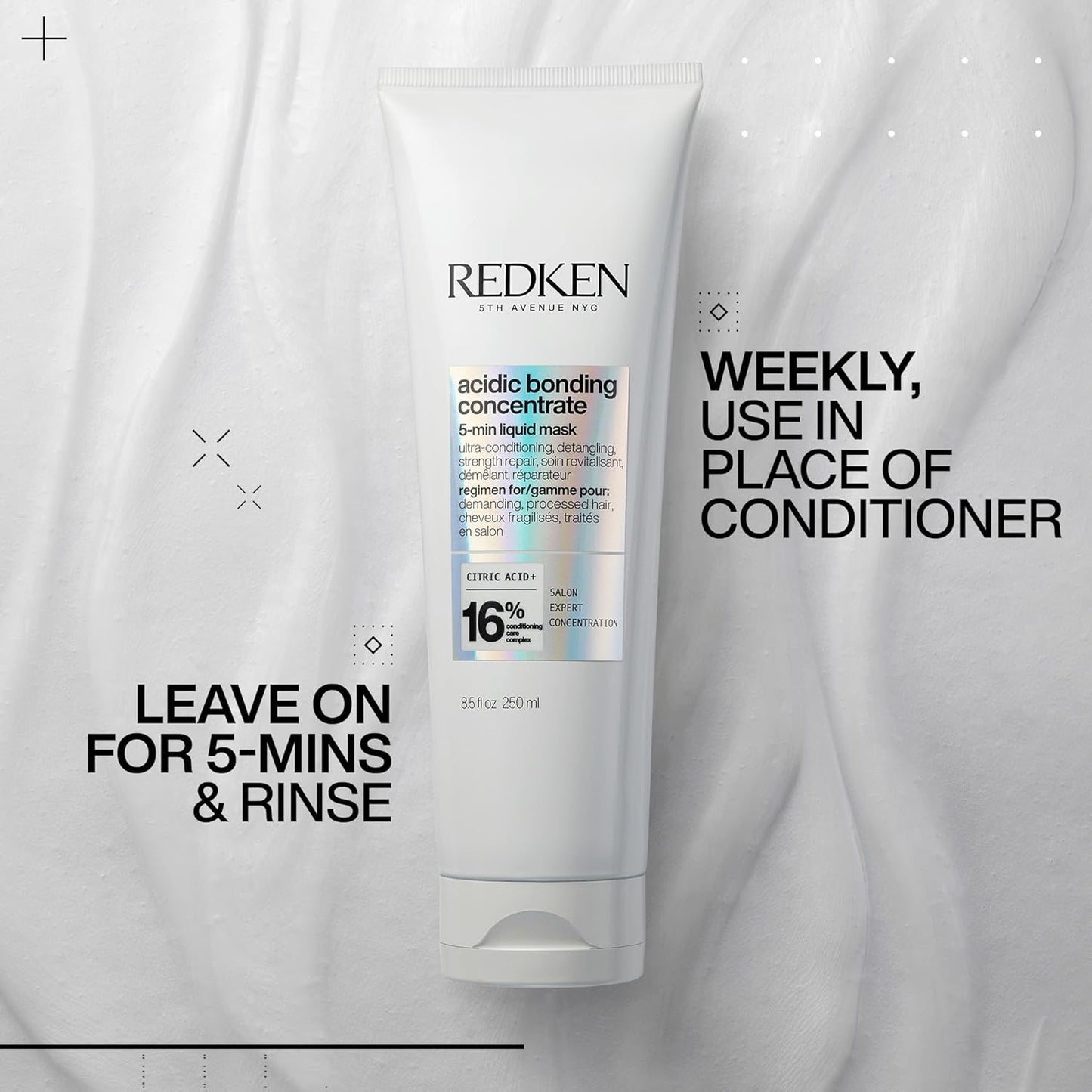 Redken Acidic Bonding Concentrate Hair Mask - Hydrating Bond Building Formula for Dry, Damaged Hair | 5-Minute Treatment