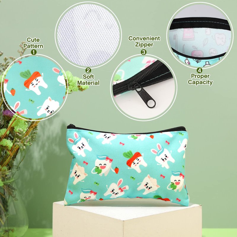 Potchen 20 Pieces Dental Cosmetic Teeth Makeup Bags Nurse Gift Bag Dental Assistant Accessories Travel Cute Pouch Organizer for Dentist Women Nurses Day Graduation Birthday