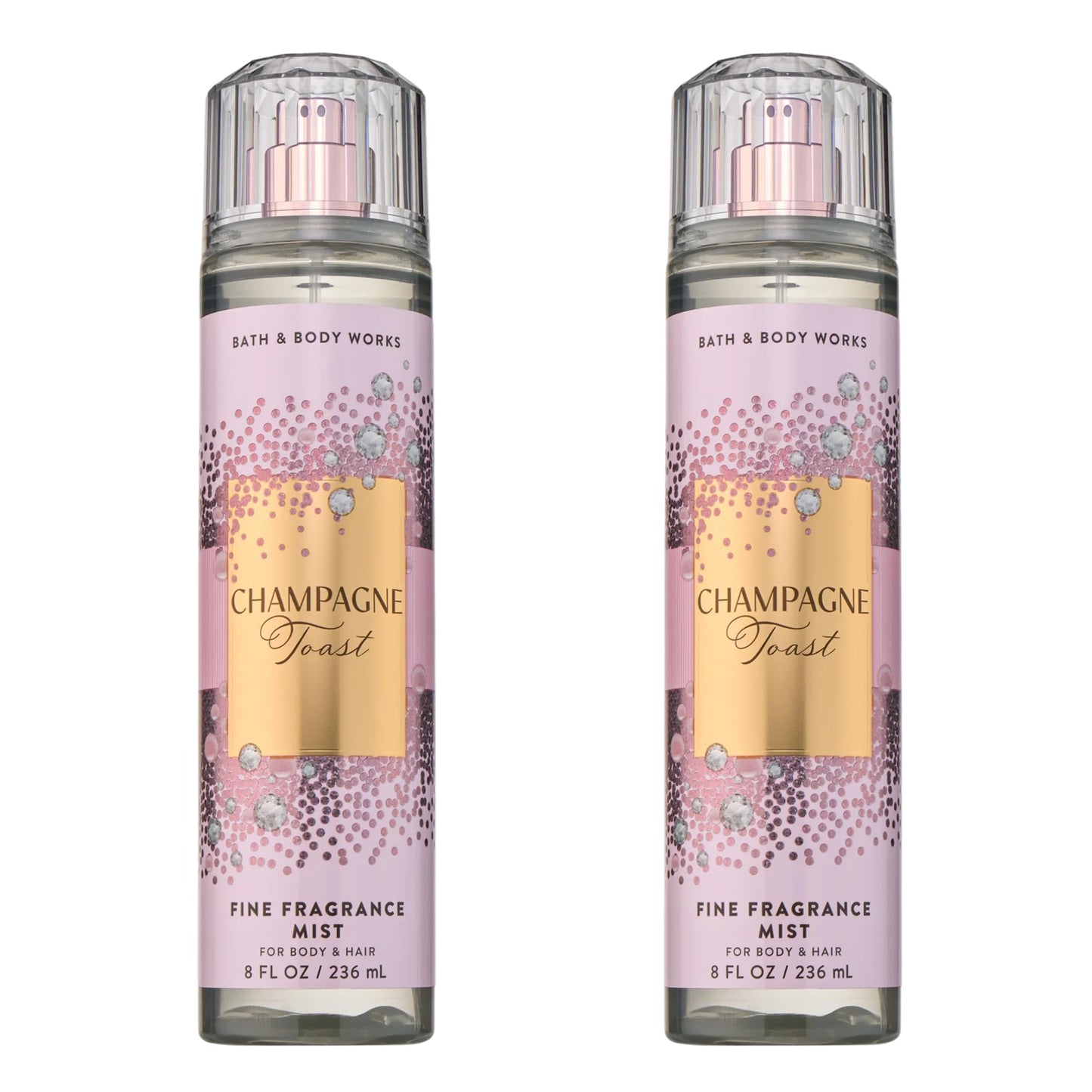Bath & Body Works Champagne Toast Fine Fragrance Mist, Body Spray & Perfume for Women, Long-Lasting Personal Fragrance, Bubbly Champagne and Sparkling Berry Scent, 8 fl oz - 2 Pack