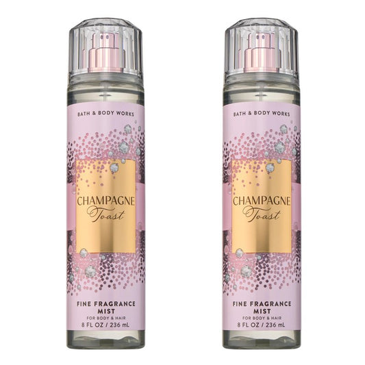 Bath & Body Works Champagne Toast Fine Fragrance Mist, Body Spray & Perfume for Women, Long-Lasting Personal Fragrance, Bubbly Champagne and Sparkling Berry Scent, 8 fl oz - 2 Pack
