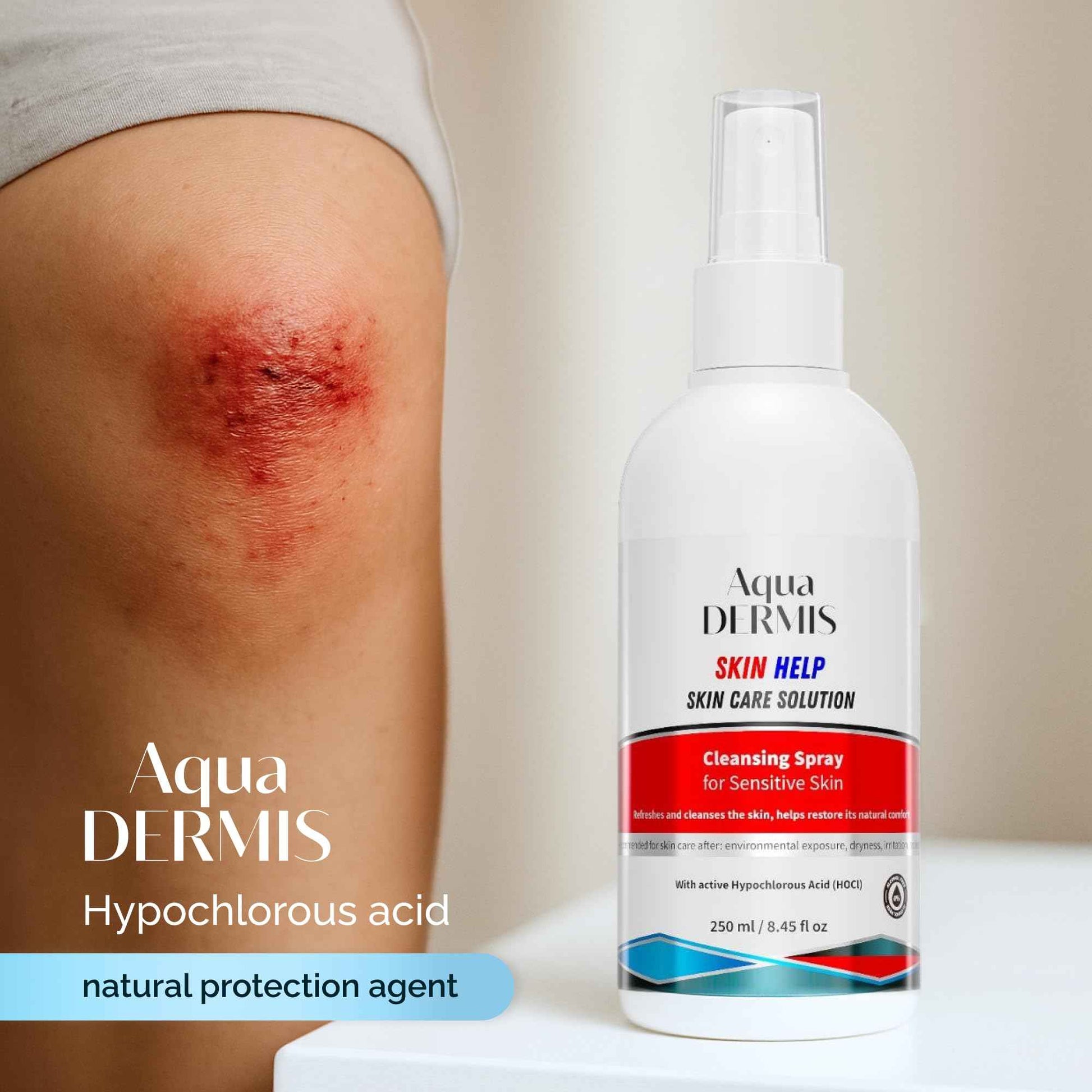 AquaDERMIS Skin Recovery Mist – Hypochlorous Acid Spray for Sensitive and Redness-Prone Skin – pH-Balanced, Alcohol-Free HOCl Facial Toner & Spray for Acne, Eczema, Aftercare – 45 fl oz (250ml)