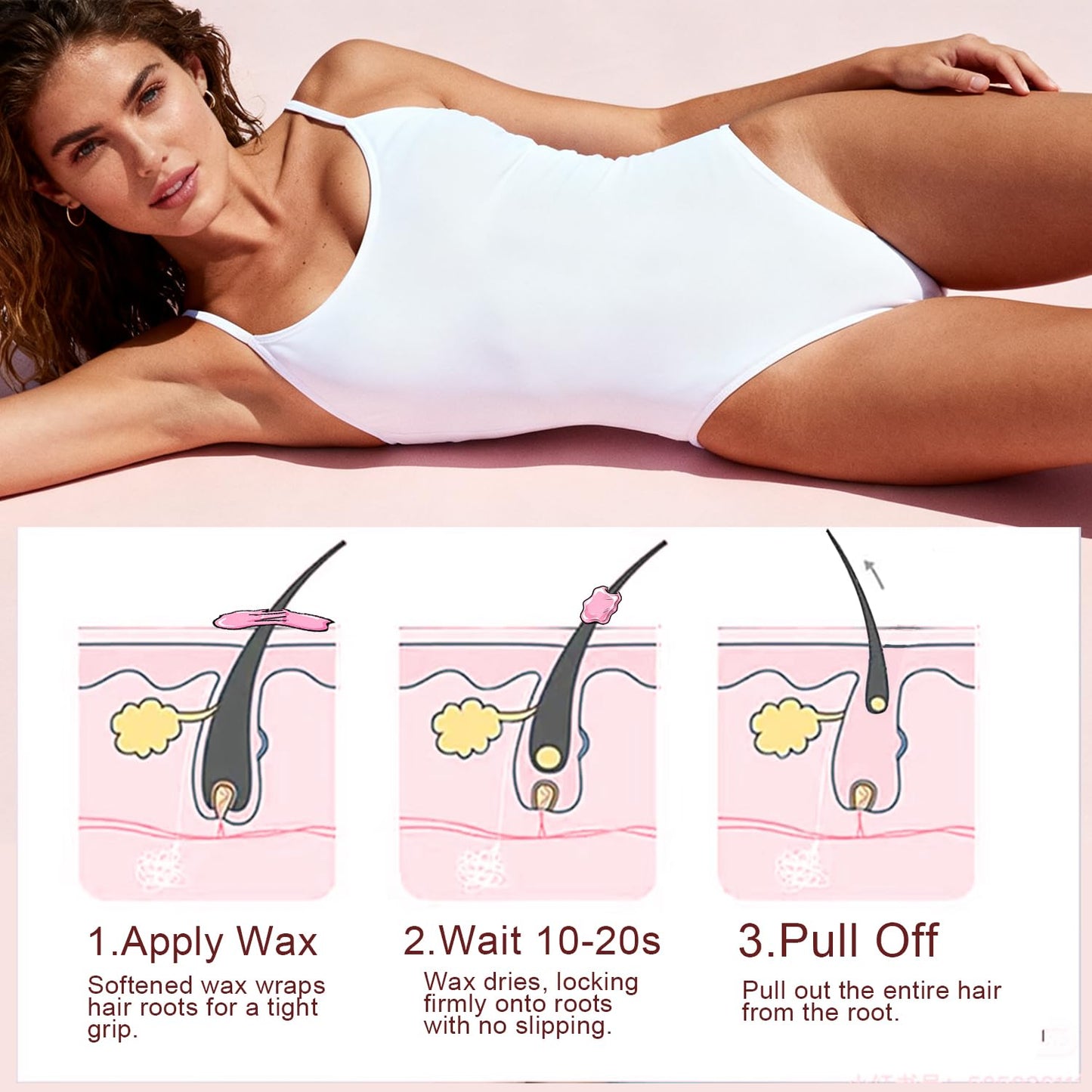 Hard Wax Beads for Hair Removal - 2.5lb Brazilian Bikini & Coarse Hair | Sensitive Skin, Rose