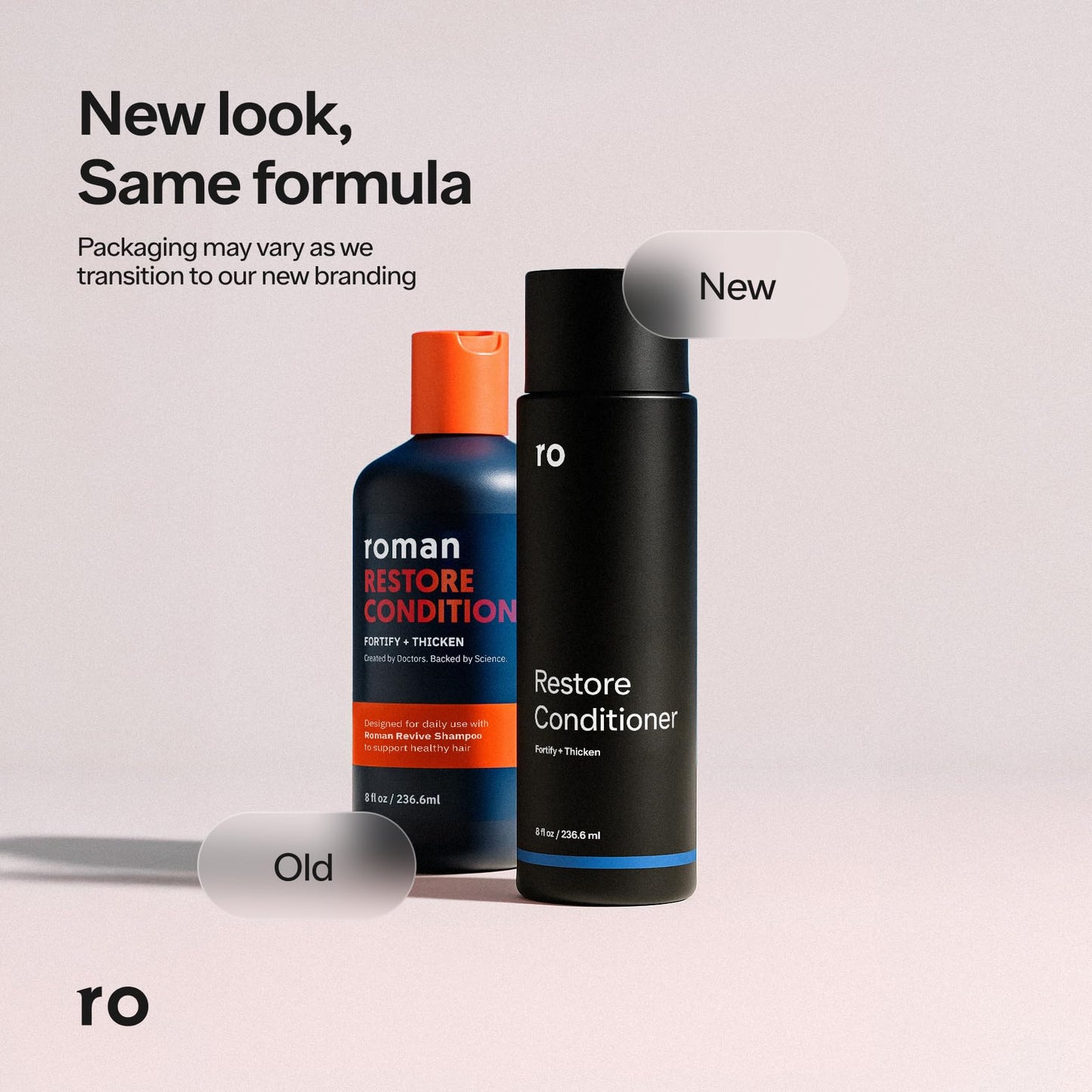 Ro Men's Revive Shampoo & Restore Conditioner Duo | Exfoliates, Clarifies, Fortifies & Moisturizes for Thicker Looking Hair, Made Without Sulfates, Parabens, or Phthalates | 8 fl oz (Pack of 2)