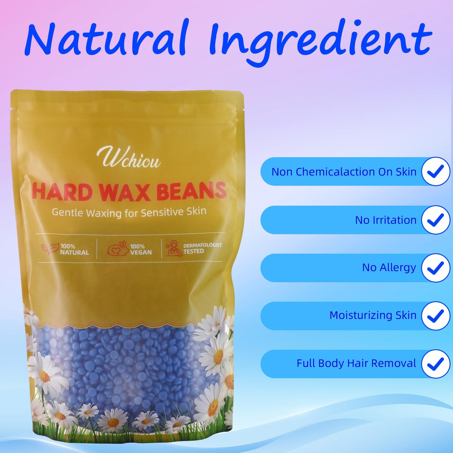 Wax Beads, Hard Wax Beads for Hair Removal, 2lb Waxing Kit for Women, With Pure Aloe Vera for Sensitive Skin, For Face, Eyebrow, Leg, Bikini, Brazilian Waxing, Coarse Body Hair Specific