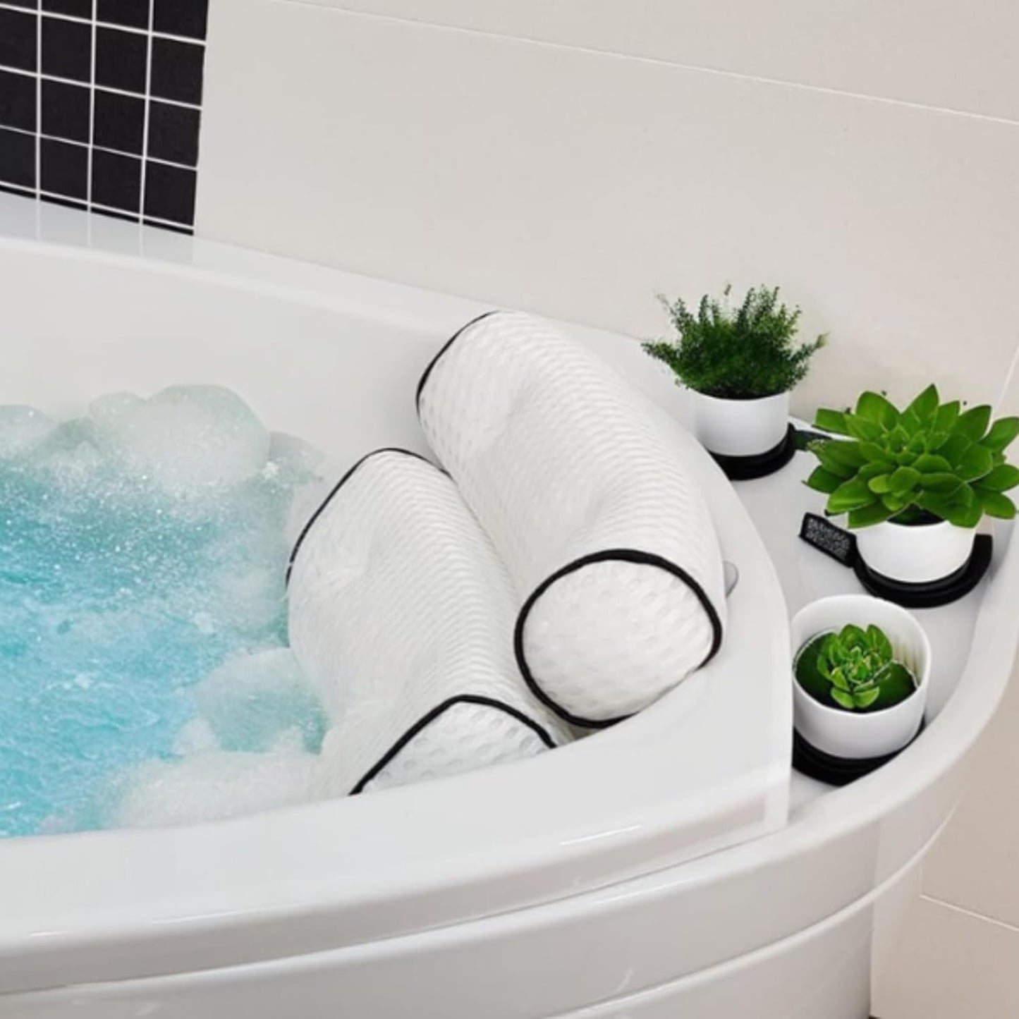 Luxury Bath Pillow - 4D Breathable Mesh Headrest Cushion with 6 Strong Suction Cups | Ideal for Tubs & Spa Gifts
