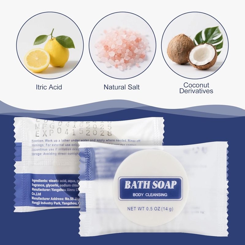 Travel Size Soap Bars - 0.5 oz Individually Wrapped Face & Body Cleanser | Perfect for Hotels & Vacations (100 Count)