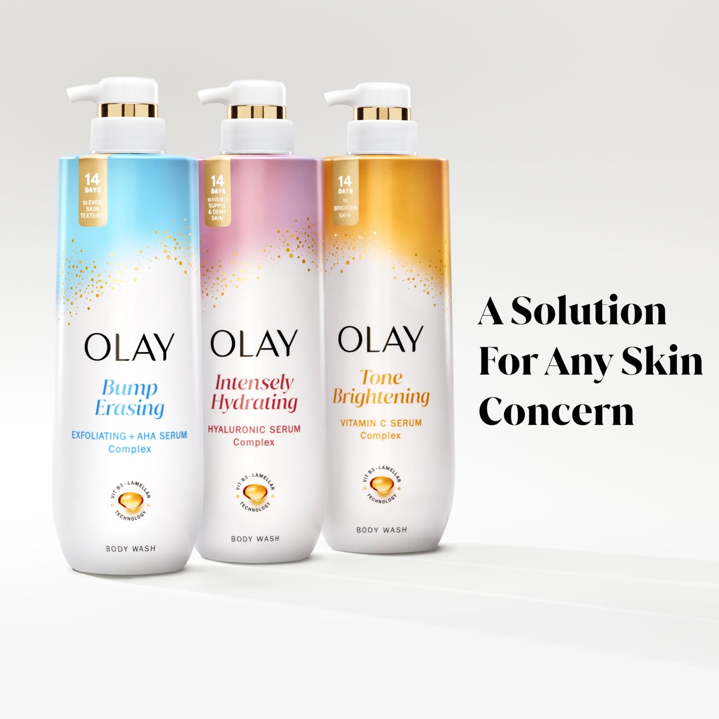 Olay Body Wash for Women, Intensely Hydrating, Hyaluronic Acid Serum Complex, Renews Moisture, Free of Parabens & Phthalates, Vitamin B3 Lameller Technology, For All Skin Types, 26 fl oz (Pack of 2)