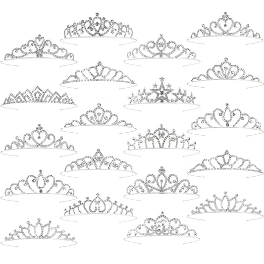 Tihebax 20 Pcs Tiaras Crowns Headbands for Women Girls Silver Princess Tiara Bulk Crown Tiaras Rapunzel Crown for Wedding Birthday Crystal Tiara for Prom, Bride, Pageant, Halloween