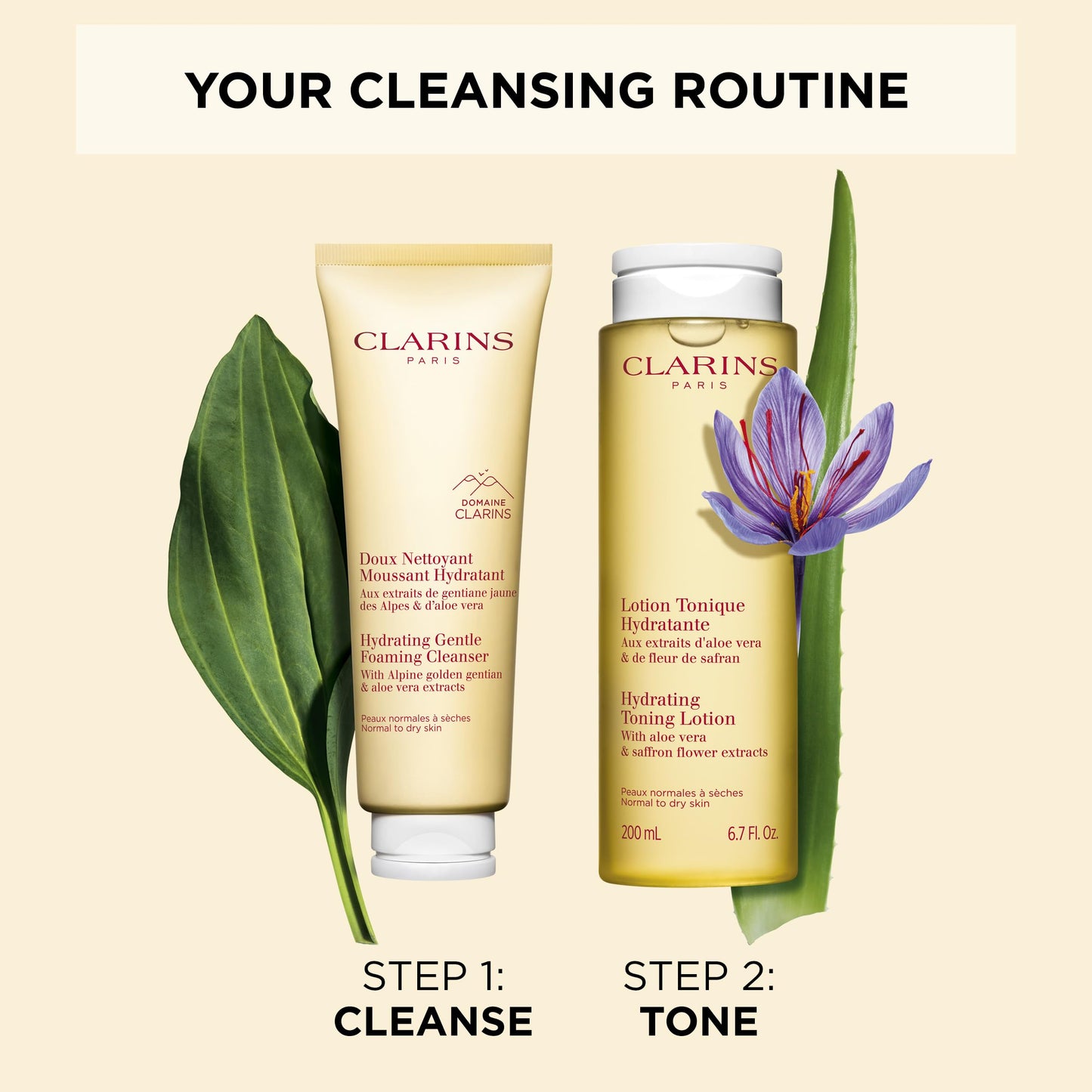 Clarins NEW Hydrating Gentle Foaming Face Cleanser | Cleanses, Soothes, and Softens | Contains Aloe Vera to Boost Hydration | Soap-Free | SLS-Free| Normal To Dry Skin Types