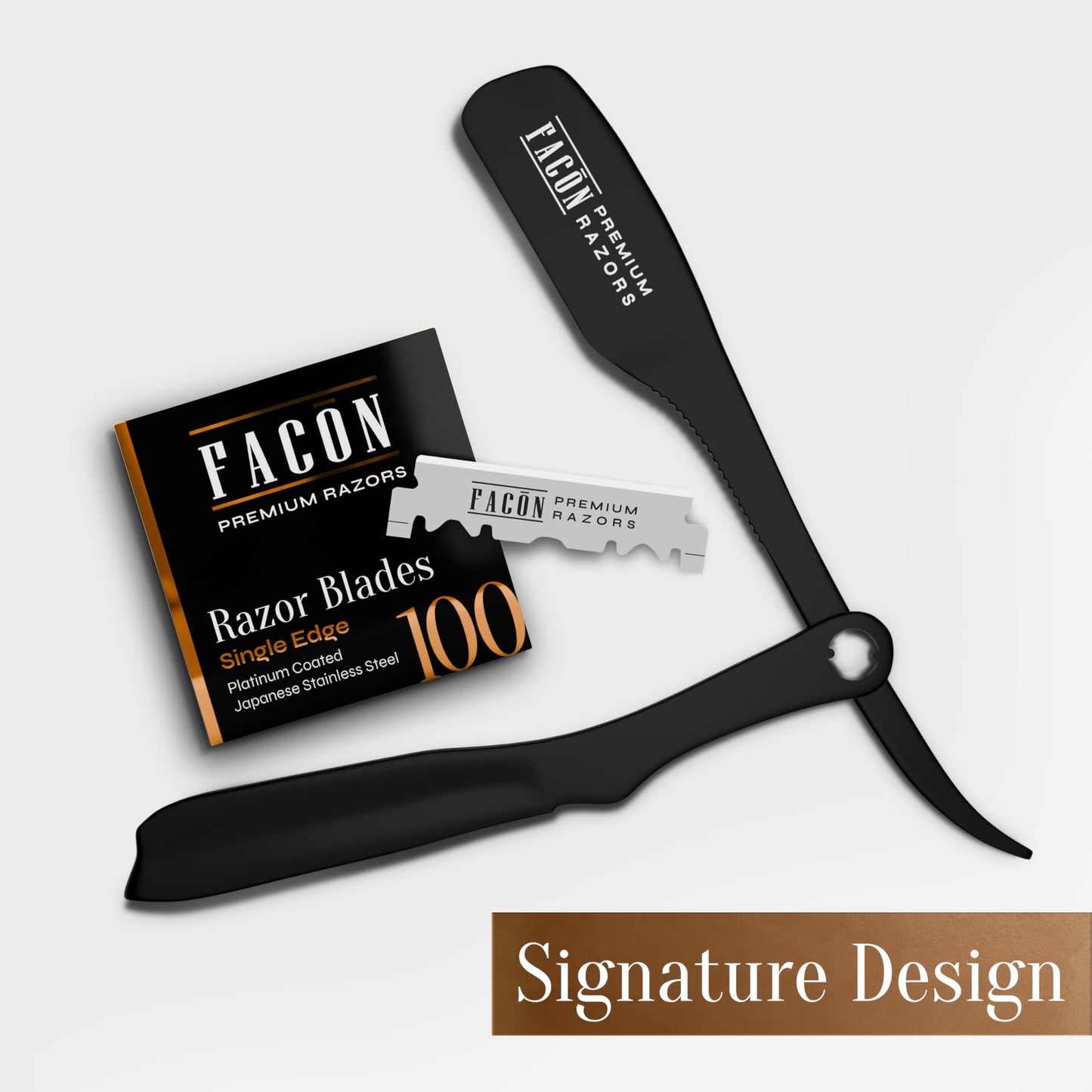Facón Straight Razors for Men - Professional Barber Straight Edge Razor Kit with 100 Blades,Japanese Stainless Steel Barbero Shaver for a Smooth & Precise Shave, Premium Barber Razor for Men's Shaving