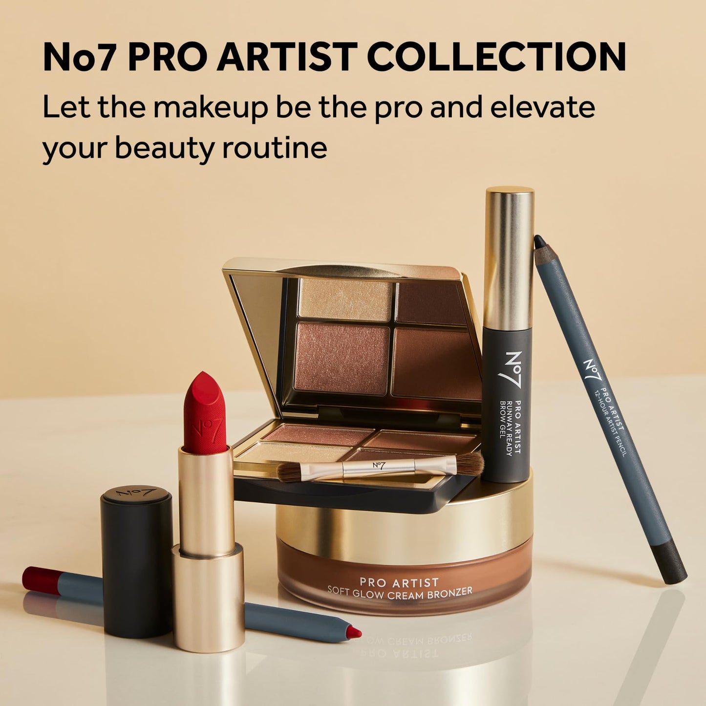 No7 Pro Artist Eyeshadow Palette - High-Pigment Eye Makeup with a Lasting Finish & Blendable Formula - Includes Matte & Shimmer Eyeshadow to Create Versatile Looks - Center of Attention (0.25 oz)