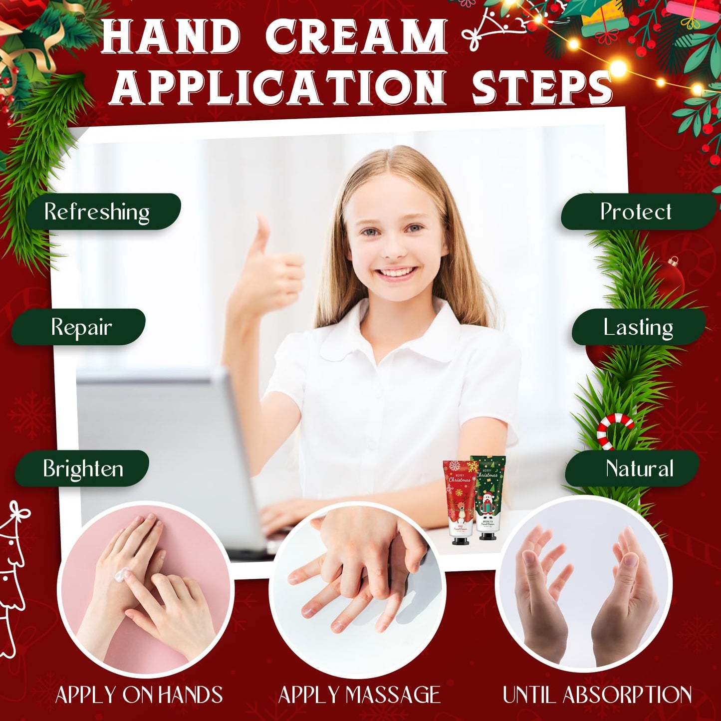Heigble 24 Set Christmas Hand Lotion Gift Bulk Christmas Hand Cream Travel Size Xmas Stocking Stuffers Holiday Mini Lotion with Organza Bag Greeting Card Party Supplies for Employee Coworkers Gifts