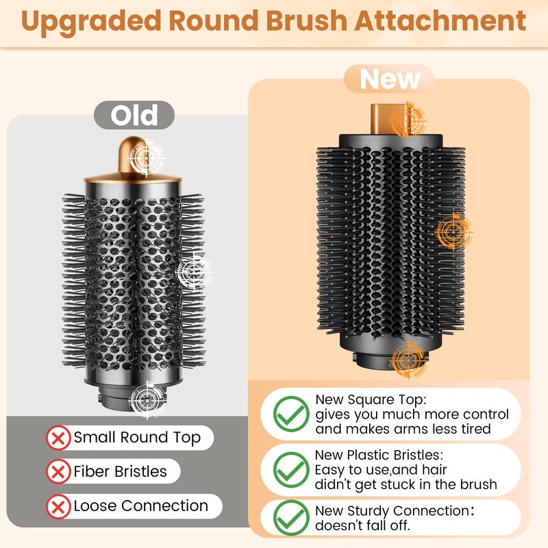 PUREGUST Upgraded Large Round Volumizing Brush for Dyson Airwrap HS01/05/08 Attachments, Bigger Round Brush Attachment Compatible with Airwrap Accessory for Dry Fast Smooth Add Big Volume