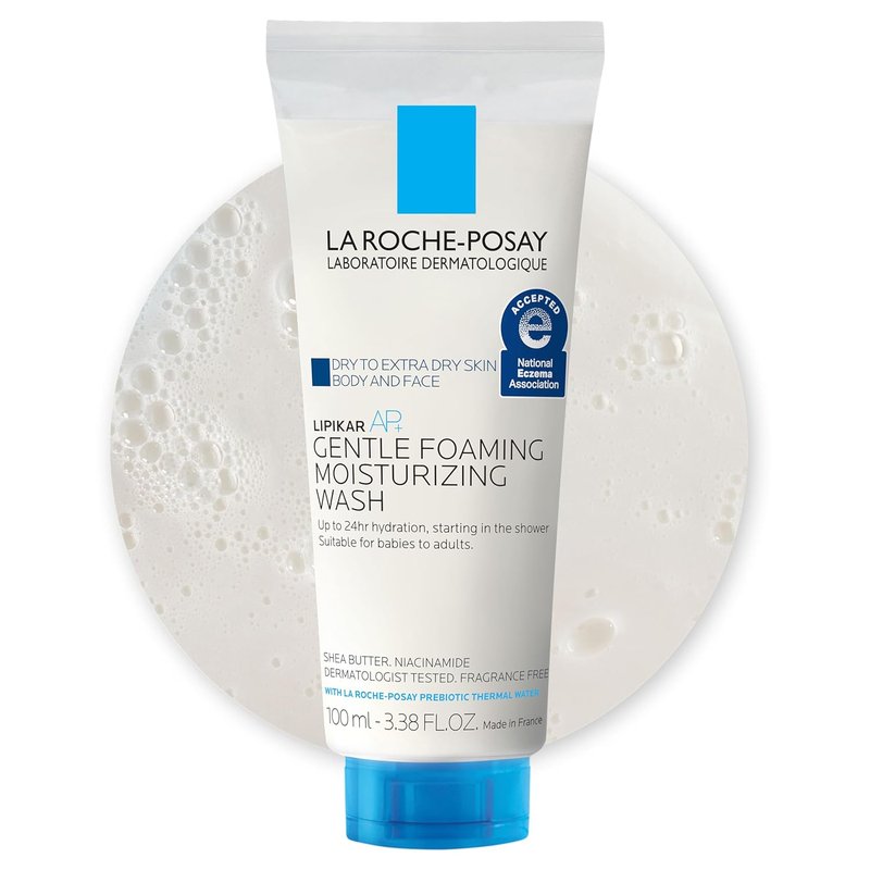 La Roche-Posay Lipikar AP+ Gentle Foaming Body Wash - Moisturizing Formula with Shea Butter & Niacinamide for Dry Skin | Eczema-Friendly