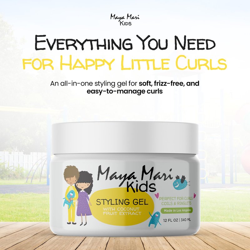 MAYA MARI Kids Hair Styling Gel for Boys, Girls, Toddlers and Babies, Coconut Fruit Extract, Flexible Medium Hold, Sulfate Free, Paraben Free, Coconut Lime Twist, 12 oz Jar