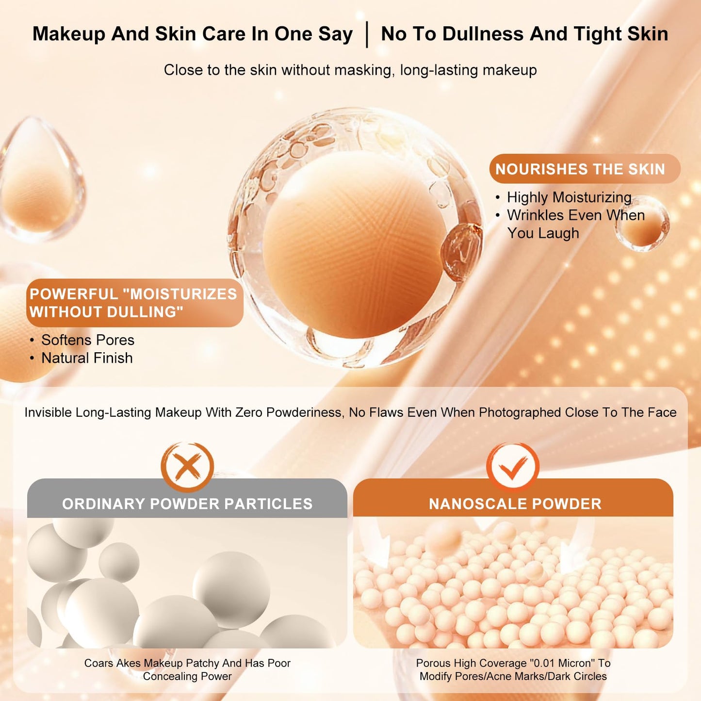 HECI BEAUTY Airbrush Foundation for Mature Skin, Silk Spray & Kabuki Brush Set, Flawless Finish, Anti-Aging Formula for Smooth Radiant Skin, Long Wear Lightweight Makeup,110 Light, 1.69 fl oz