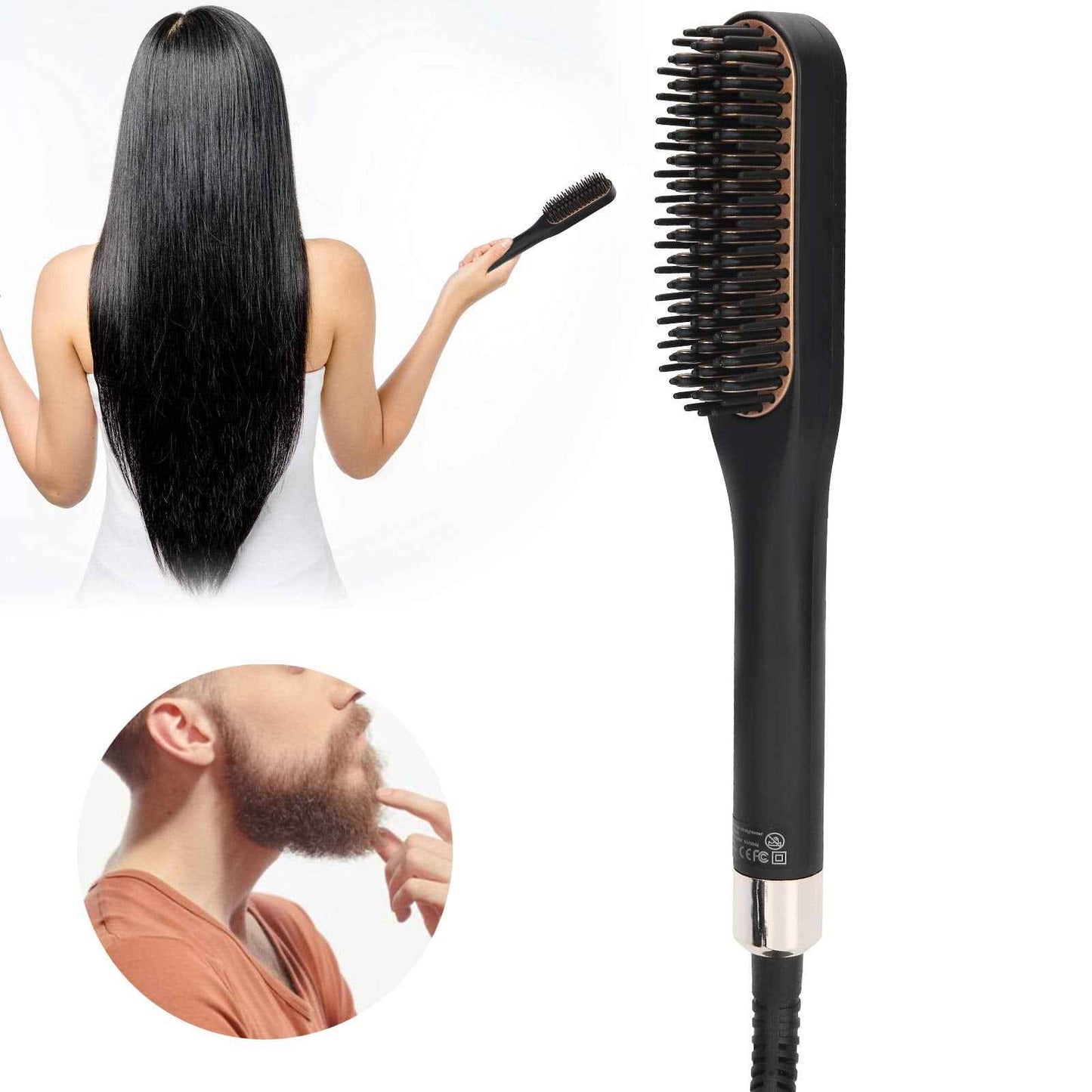 Multifunctional Beard Straightening Comb - Electric Hair Straightener for Styling and Grooming (US Plug)