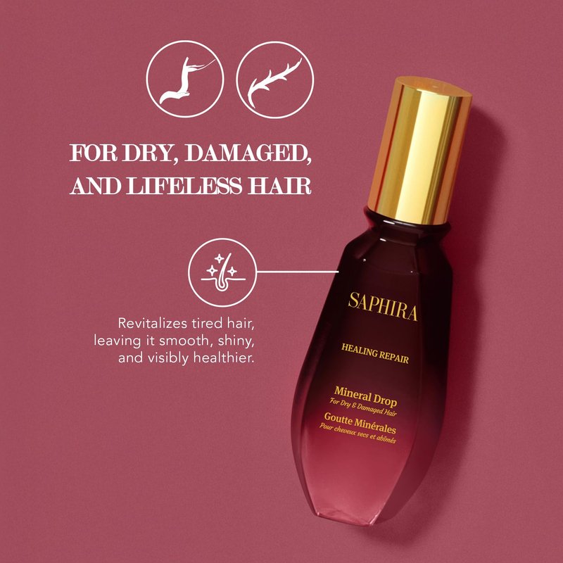 Saphira Mineral Drop Hair Serum for Hair Growth and Frizz Control, Softens, Heals and Styles All Hair Types, Sulfate-Free, Paraben-Free, 3 Ounce