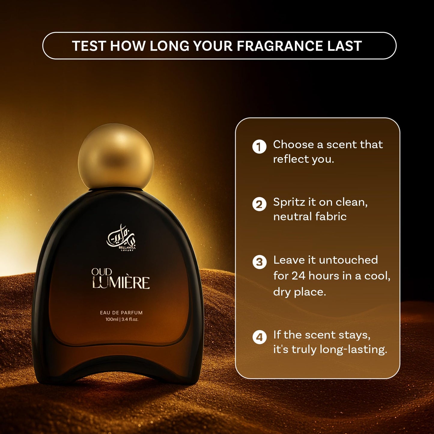 Bella Vita Luxury OUD LUMIÈRE Unisex Fragrance | EDP Perfume for Men and Women | Wood Top Note | 100 ml pack | 3.4 Fl. Oz. | Woody and Amber notes | Gift for Men and Women | Eau de Parfum