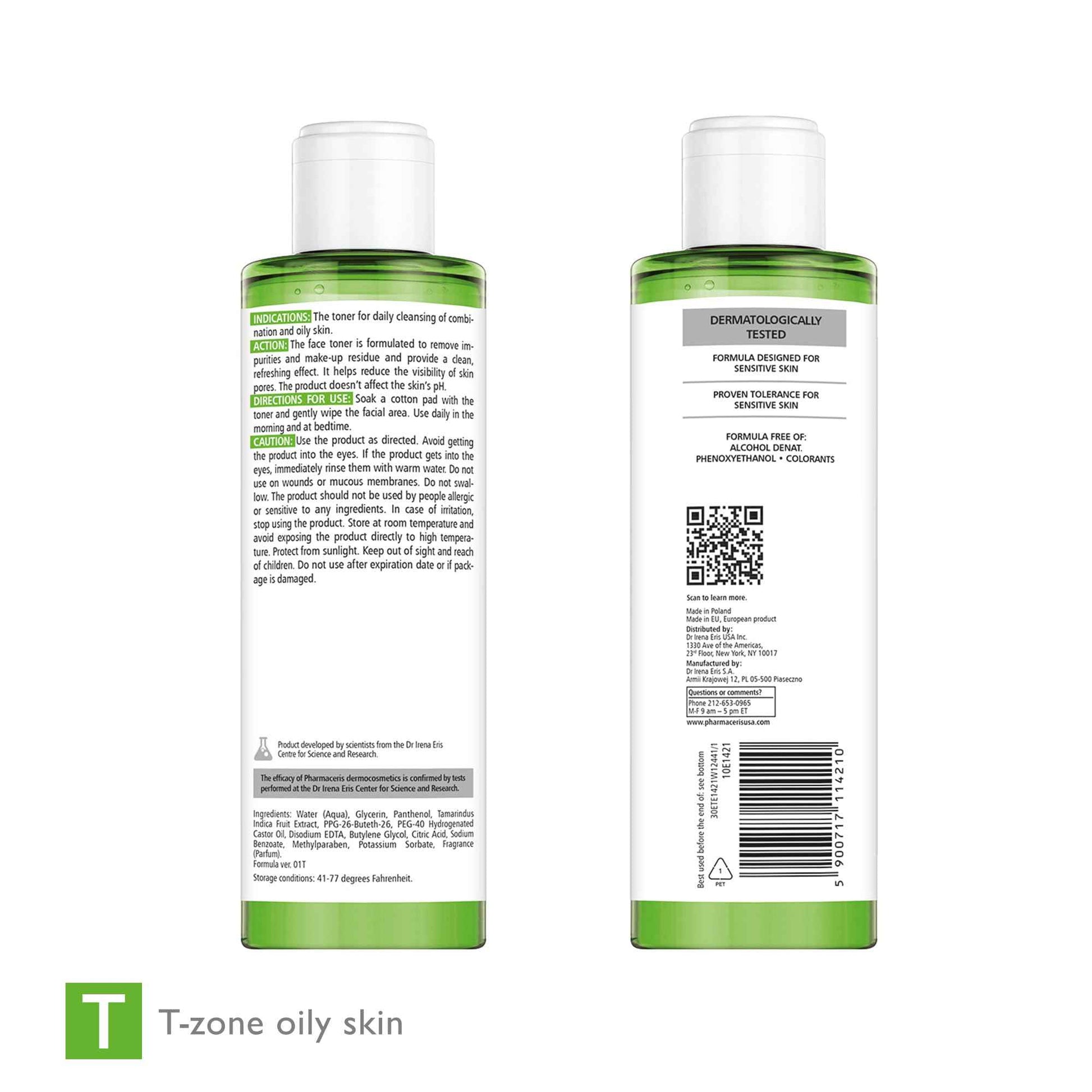 Pharmaceris Balancing Face Toner - Reduces Shine, Refreshes, Normalizes Oily & Sensitive Skin, Removes Sebum & Makeup, Helps Refine Pores, Gentle Alcohol-Free Astringent, Puri-SEBOTONIQUE, 6.76 fl oz