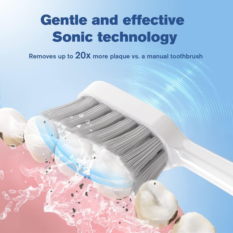 Sonic Electric Toothbrush - 48000 VPM Rechargeable Toothbrush with 4 Dupont Brush Heads | Zinc Alloy Handle, 2 Min Timer (Black)