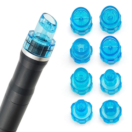 Elitzia Plastic Microderma Heads Facial Aqua Peel Tips Water Peeling Caps Facial Care Skin Cleaning Tool Beauty Machine Replacement Spare Parts 8pcs Per Set （Capri Blue）