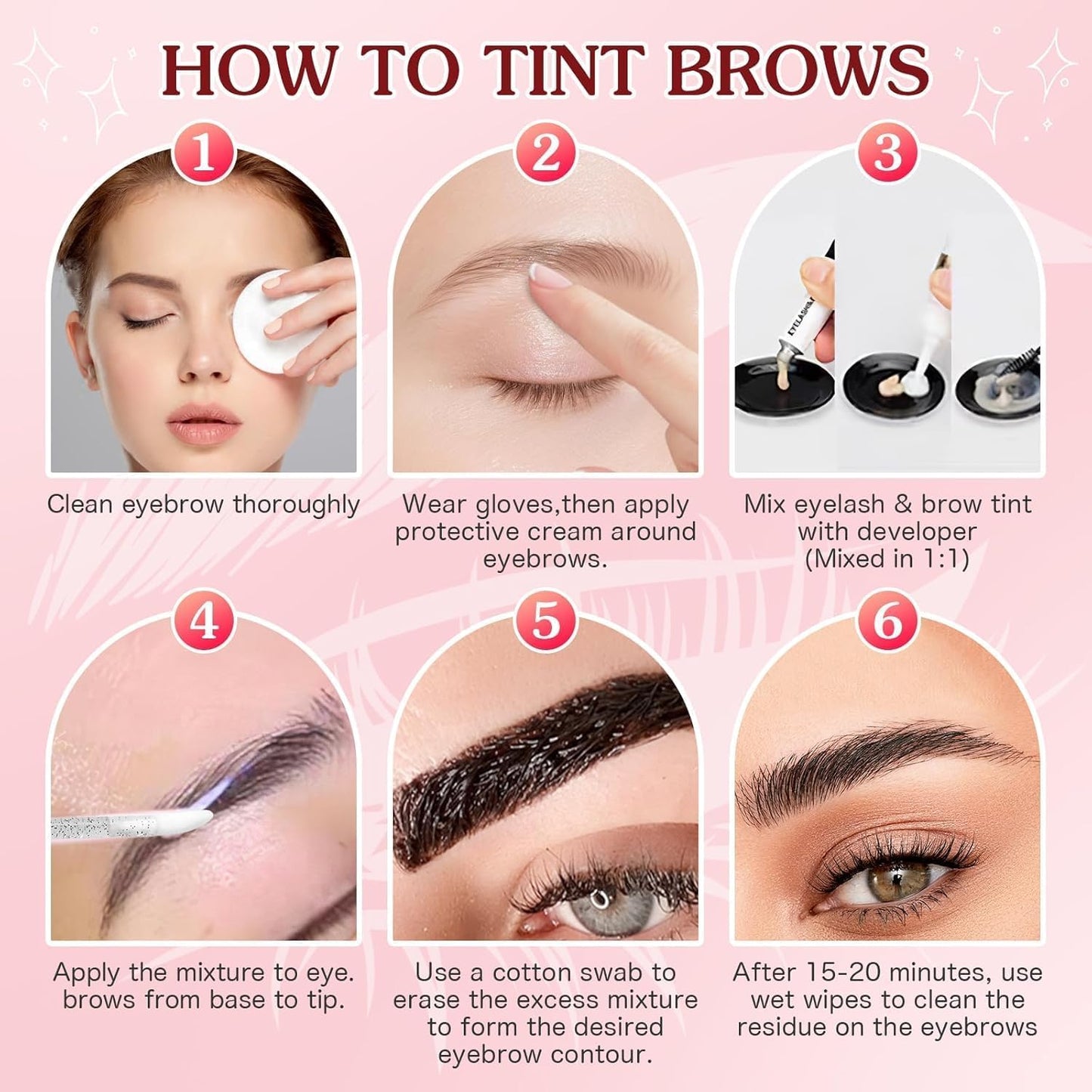 Eyelash & Eyebrow Color Kit,2 in 1 Professional Lash & Brow Color Kit Lash Color Kit with Brush Long Last Effect Up to 6 weeks,Natural,Safe & Easy Natural Brows Color DIY at Home (Black and Brown)