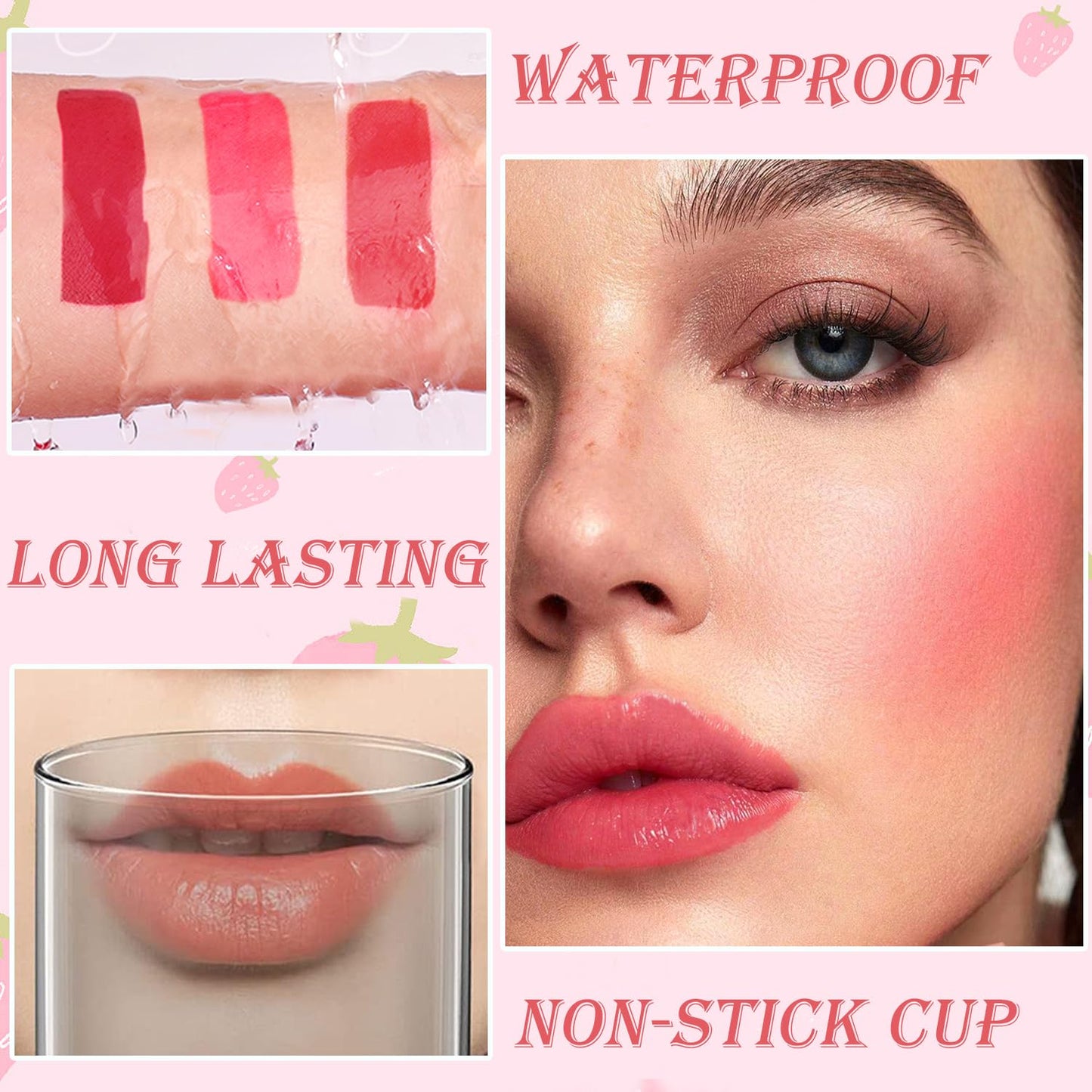 Yishifa 6 Colors Lip Tint Stain Mini Liquid Lipstick, Korean Lip Gloss Moisturizing Natural Velvet Lip Tint, Waterproof Longwear Liquid Blush & Lip Stain, Vivid Color Lip Blush Tint Makeup