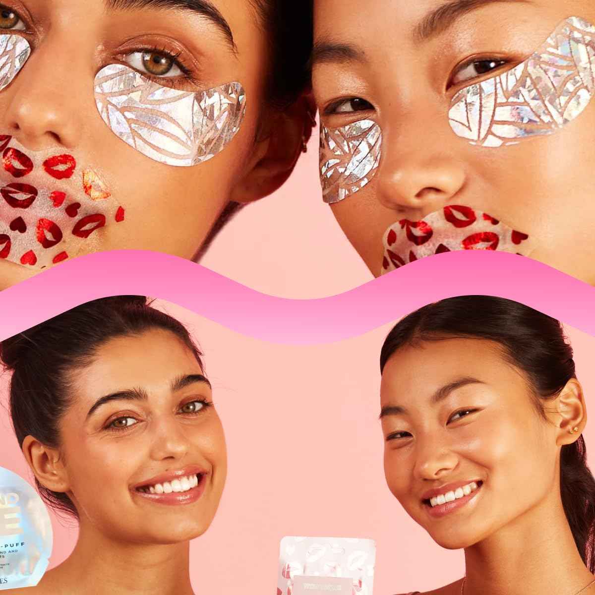 Vitamasques Under Eye Patches & Lip Mask Sheets, Best of Eyes & Lips Set 2 Packs - Eye Patches for Puffy Eyes - Under Eye Masks for Dark Circles and Puffiness - 2 x 4 Packs - 8 Pads