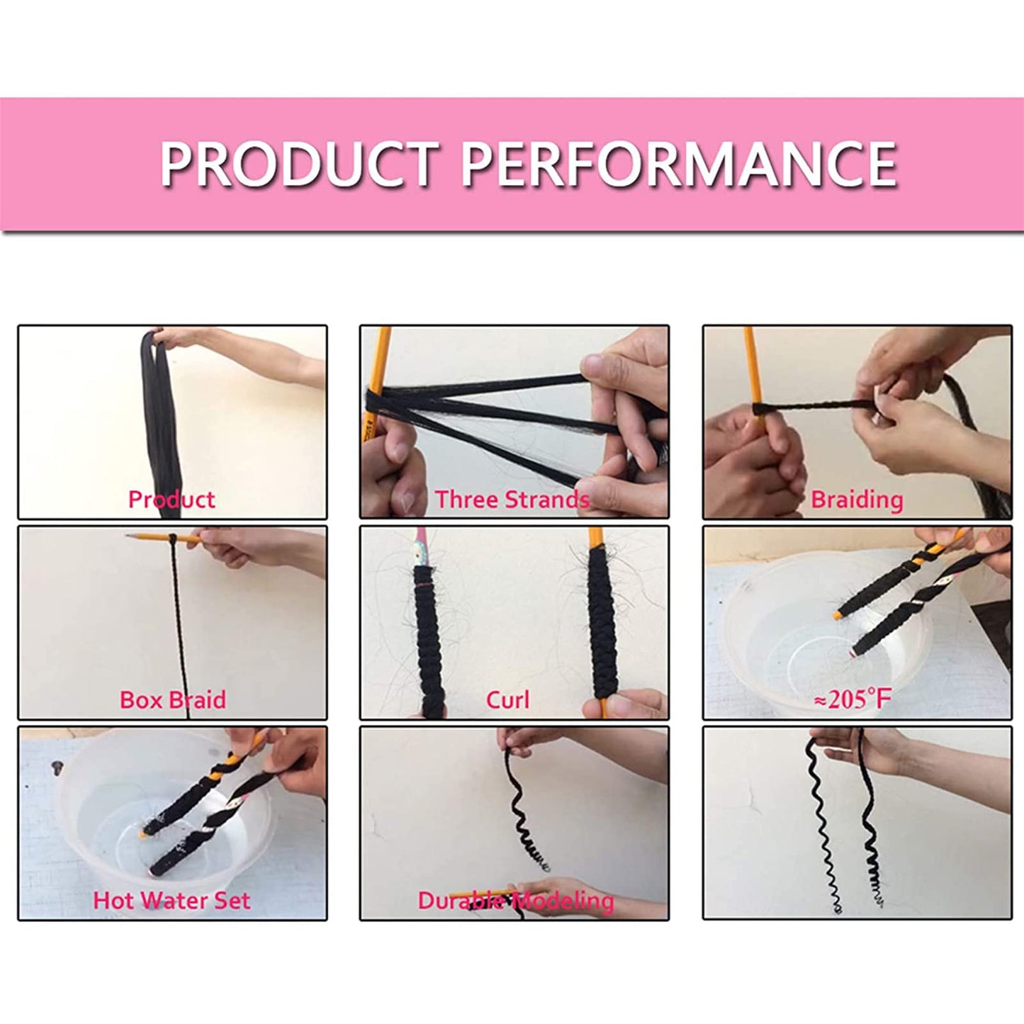 Liang Dian Pre-Stretched Braiding Hair 36 Inch 6 packs Hot Water Setting Synthetic Hair Crochet Braiding Hair Extension(Mixed black/Dark Purple/Light Purple)