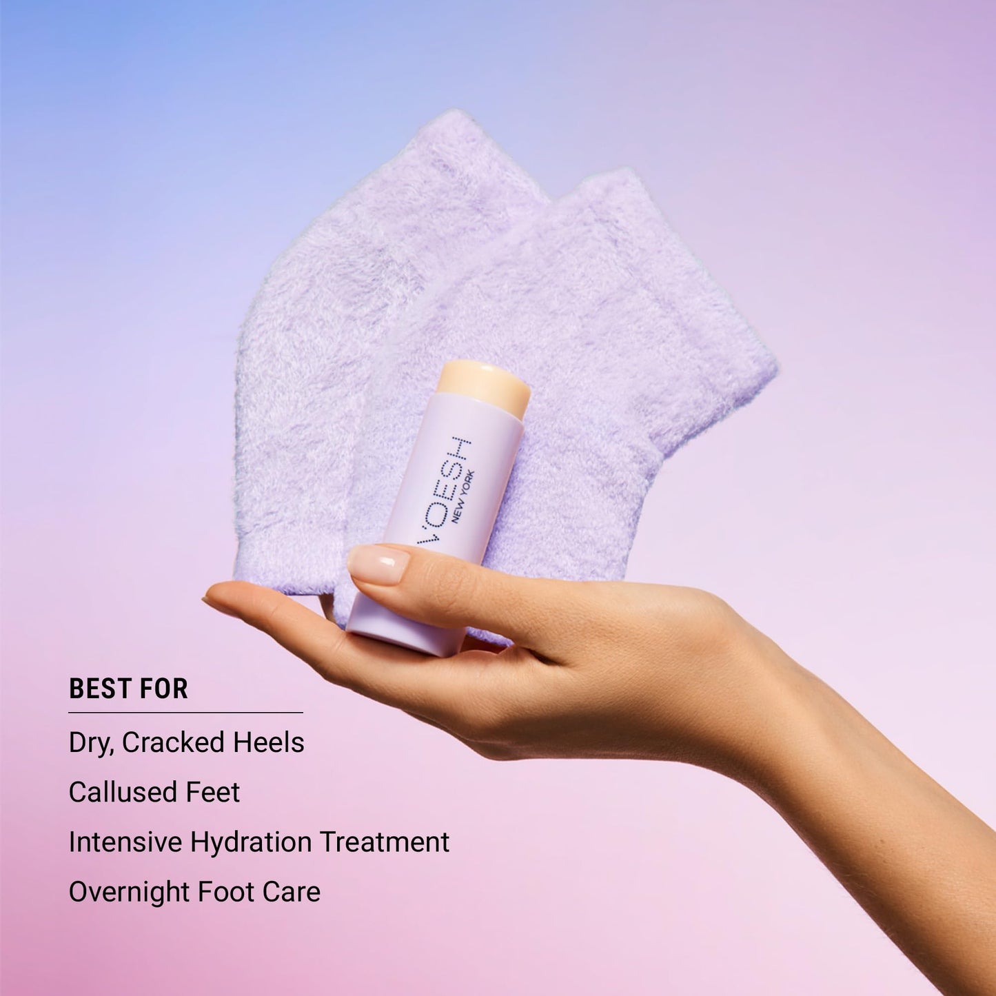 VOESH Heel Repair Duo, Solemate Heel Repair Balm & Moisturizing Heel Socks, Cracked Heel Stick Balm, Foot Care for Men & Women, at-Home Foot Care, K-Beauty Korean Skincare - Lavender