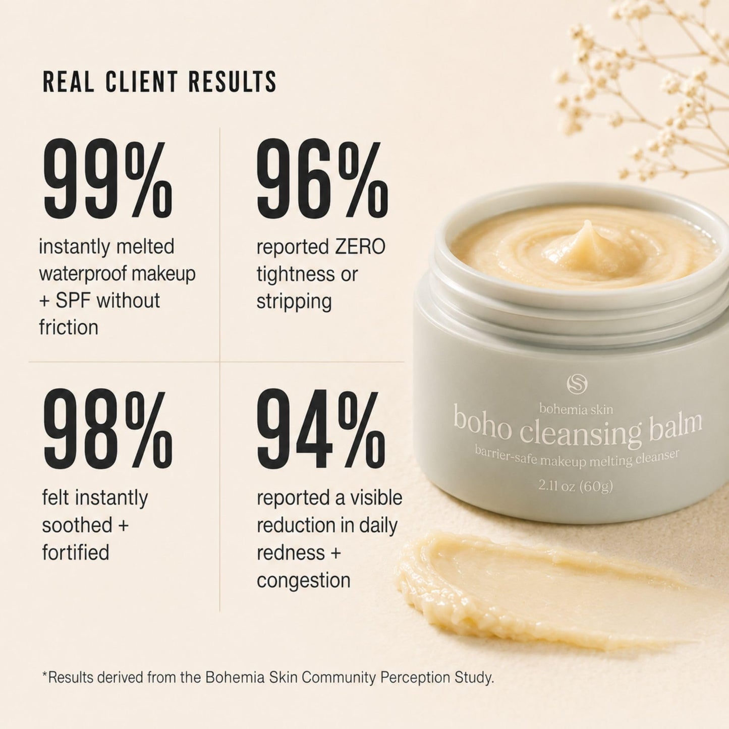 Bohemia Skin Boho Cleansing Balm – Hydrating Makeup Remover & Double Cleanse for Sensitive Skin – Manuka Honey & Sea Buckthorn – Melts Waterproof Mascara & SPF – Barrier Support Face Wash (2oz)