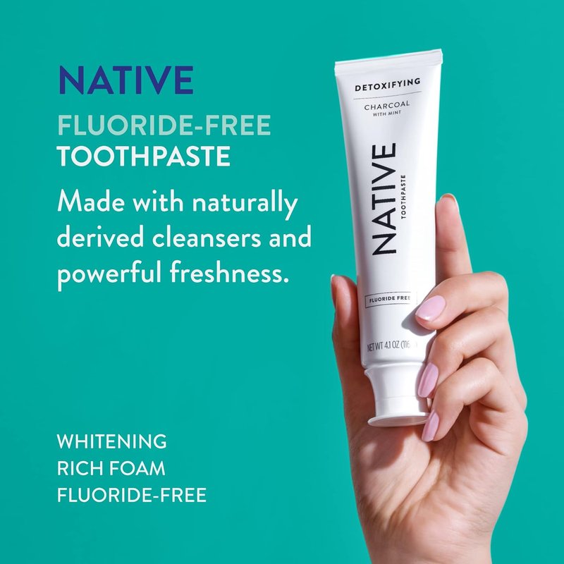 Native Toothpaste | Naturally-Derived Charcoal Formula for Safe Teeth Whitening - 4.1 oz, Fluoride Free