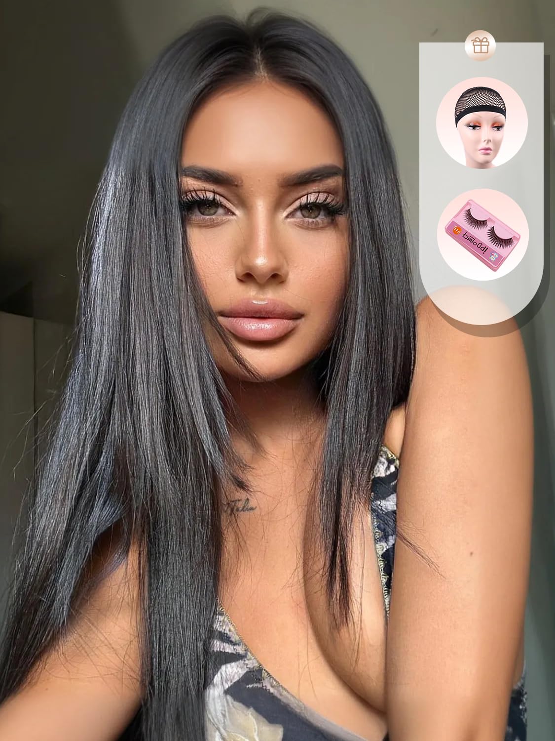 Long Black Wigs Straight Black Hair Dye Wig for Women Middle Part Synthetic Heat Resistant Natural Hair for Party or Halloween Costume Full Black Wigs for Girls