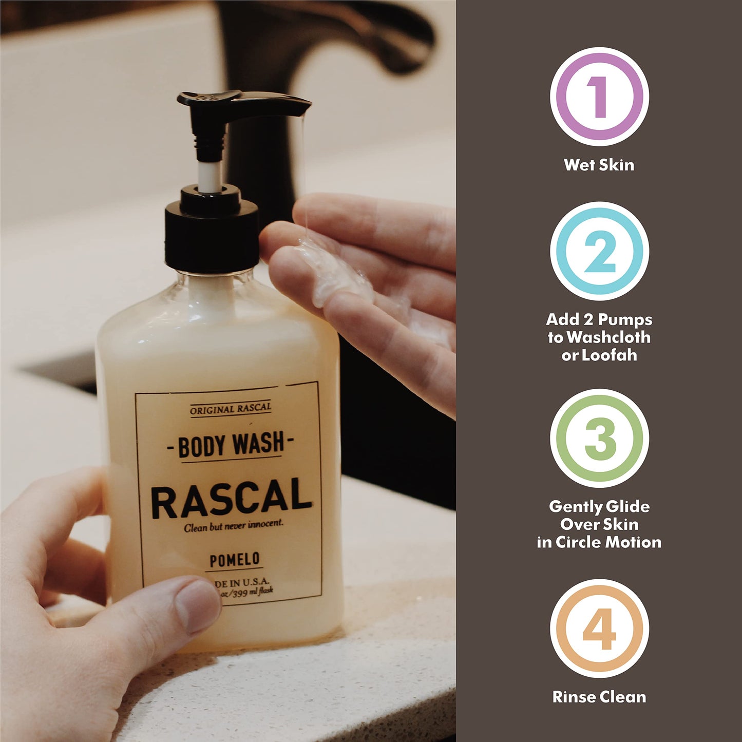 Rascal Body Wash with Grapefruit Peel Extract and Eucalyptus Leaf Oil for Skin Conditioning