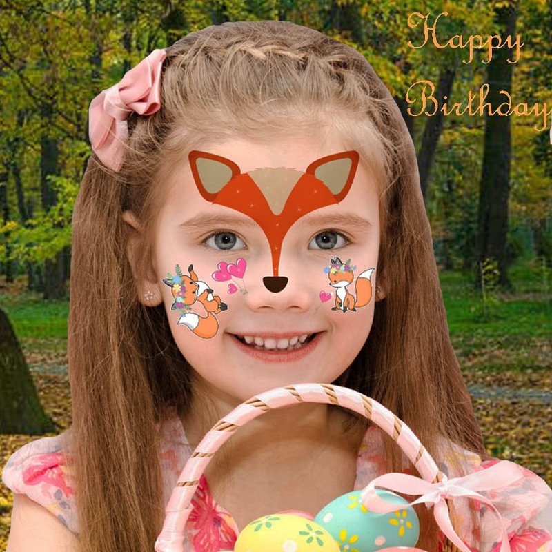 Animal Face Tattoos Stickers Fake Temporary Tattoo 12 Sheets Water Transfer Birthday Party Supplies Festival Favors Makeup Skin Decor