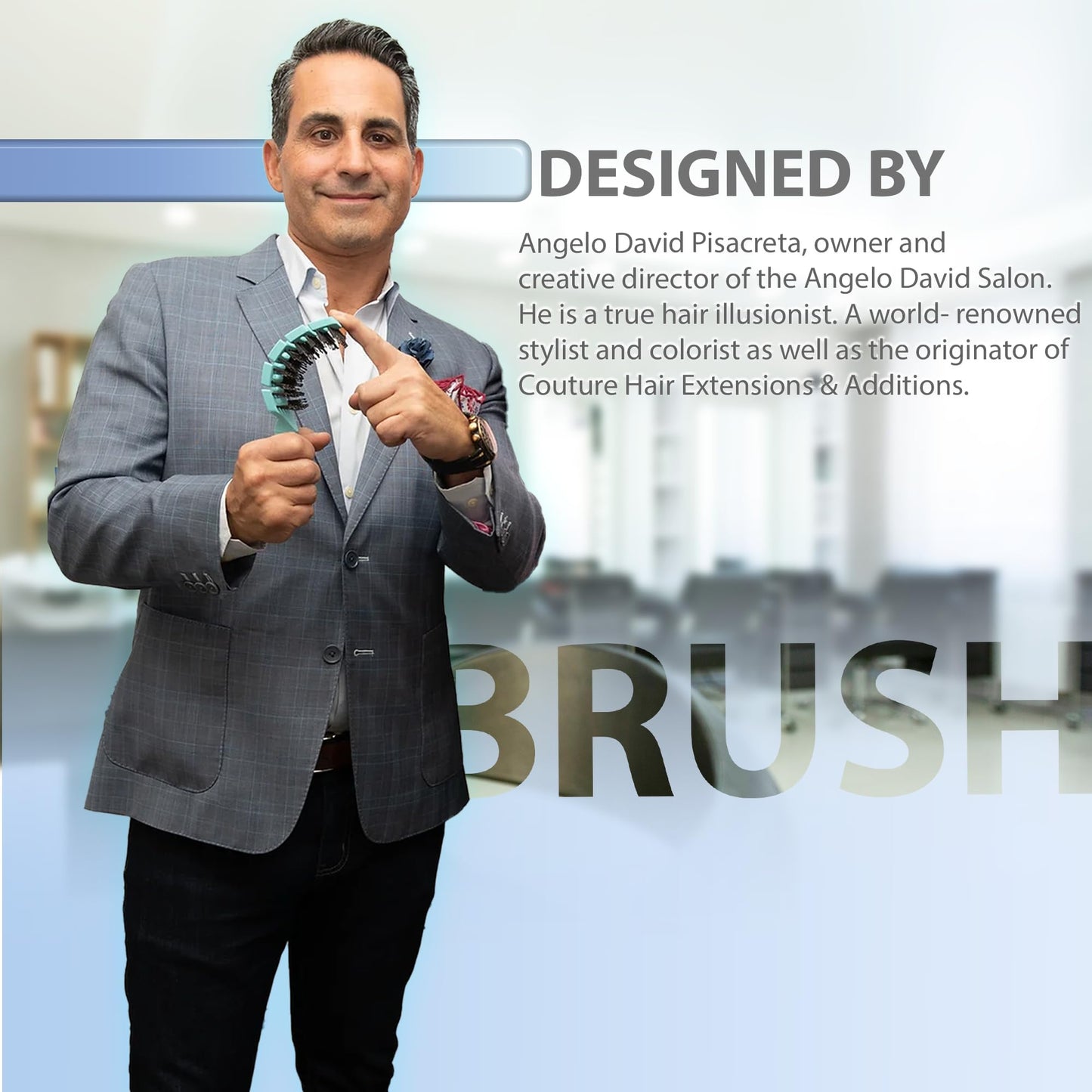 Flex Brush Vented Hair Brush for Blow Drying, Flexible Bristle for Women & Kids, Detangling, Massages Scalp for Hair Growth, Lightweight & Vented for Faster Drying, Boar Bristle & Nylon Mix (Blue)