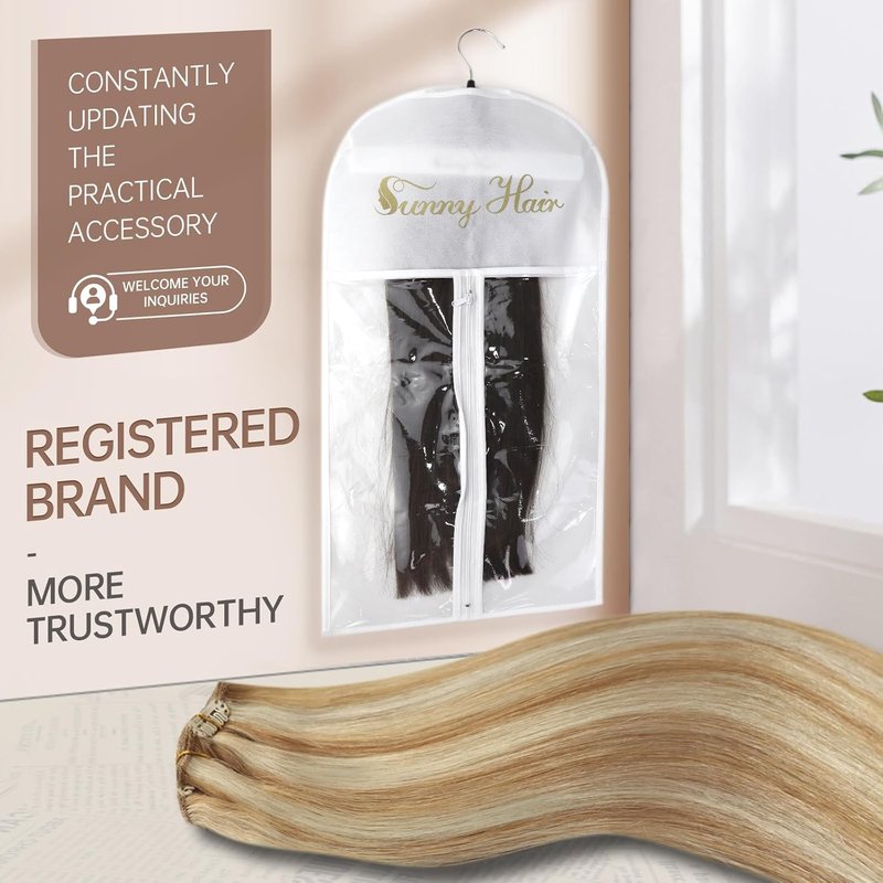 Human Hair Clip-In Extensions - Dirty Blonde & Platinum Highlights | 12 Inch, 5 Pcs, 80G