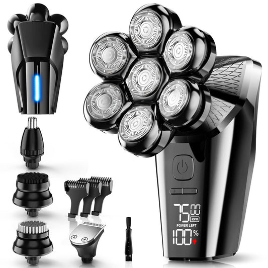 Hexus Head Shavers for Bald Men, Detachable Head Shaver Dry/Wet Bald Head Shaving for Men, IPX7 Waterproof Electric Razor Grooming Kit with LED Display and Type-C Charge, Black