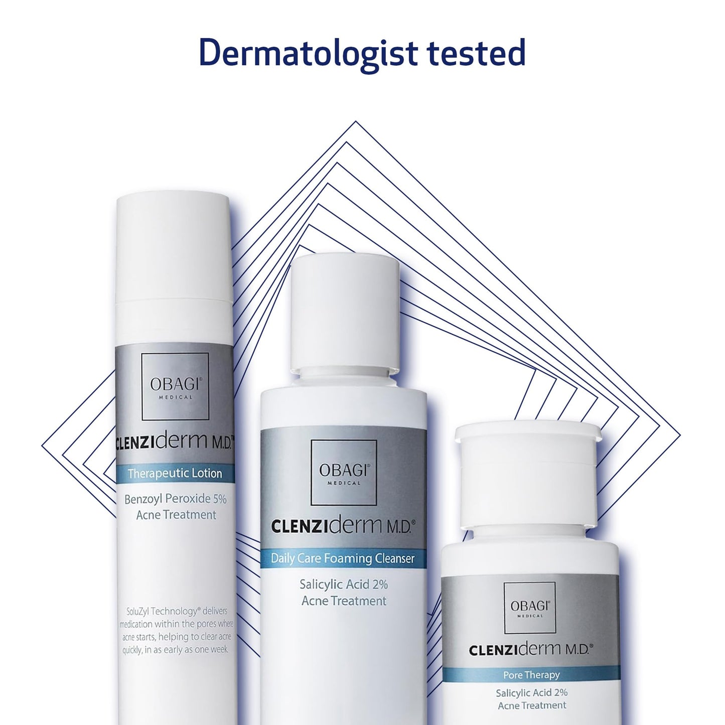 Obagi CLENZIderm M.D. Therapeutic System – 3 Step Acne Treatment System Includes 2% Salicylic Acid (BHA) Cleanser, 2% Salicylic Acid (BHA) Exfoliating Toner, 5% Benzoyl Peroxide (BPO) Acne Treatment