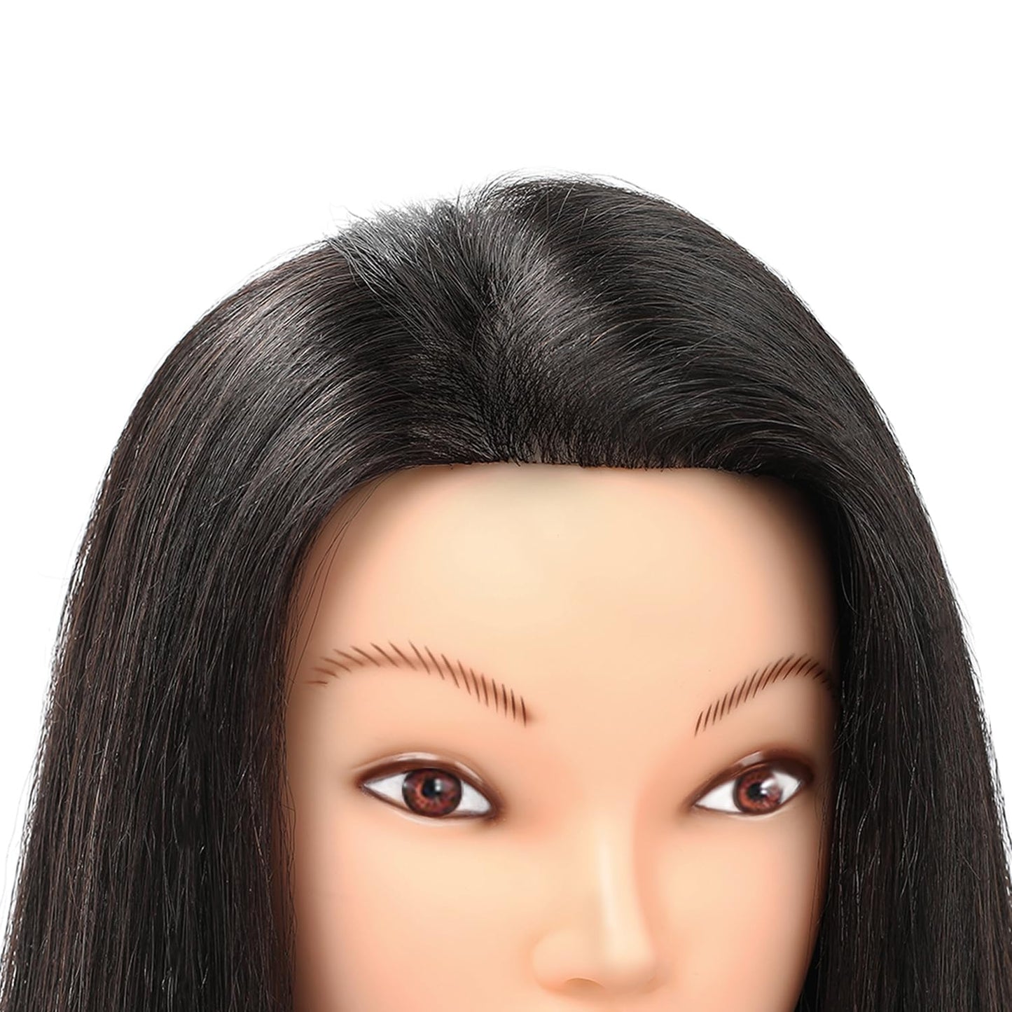 Human Hair Mannequin Head for Hair Practice - 20-22 Inch Cosmetology Doll with Clamp | Natural Black