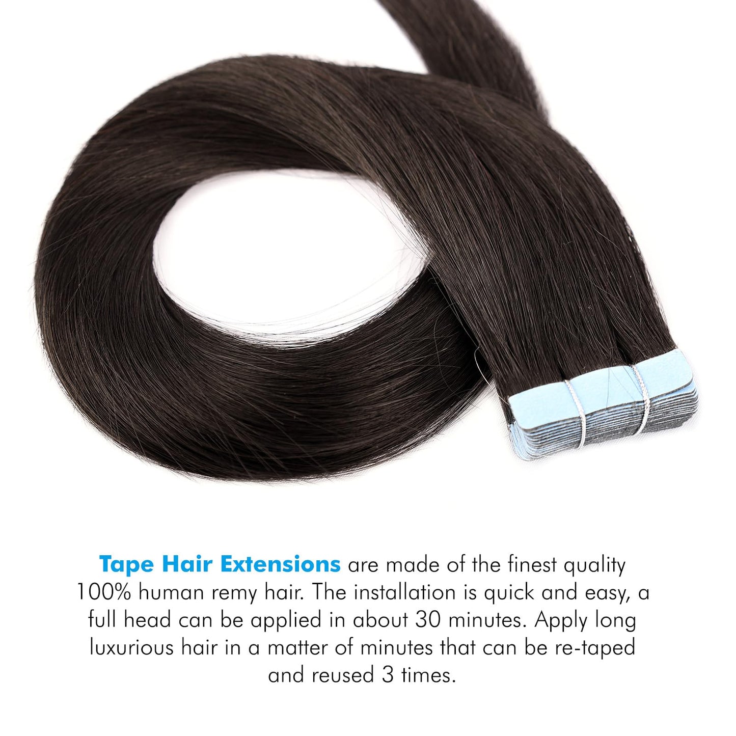Tape in Hair Extensions Human Hair,18 Inch Human Hair Tape in Extensions 20PCS Natural Black Remy Real Human Hair for Women Invisible Straight Hair Extensions Real Human Hair