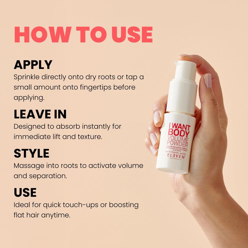 ELEVEN AUSTRALIA I Want Body Volume Texture Powder for Men & Women - Hair Styling Product, Volumizing & Texturizing, Adds Lift & Texture for Fine to Medium Hair, Matte Finish, Includes Pump - 0.3 oz
