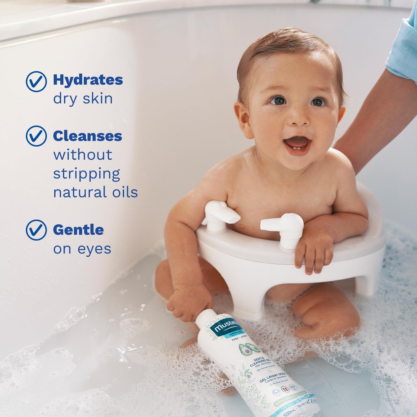 Mustela Gentle Cleansing Gel - Baby Wash for Delicate Skin and Hair - Newborn-Safe Cleanser - Crafted with Natural Avocado Perseose - Various Sizes - 16.90 fl. oz.
