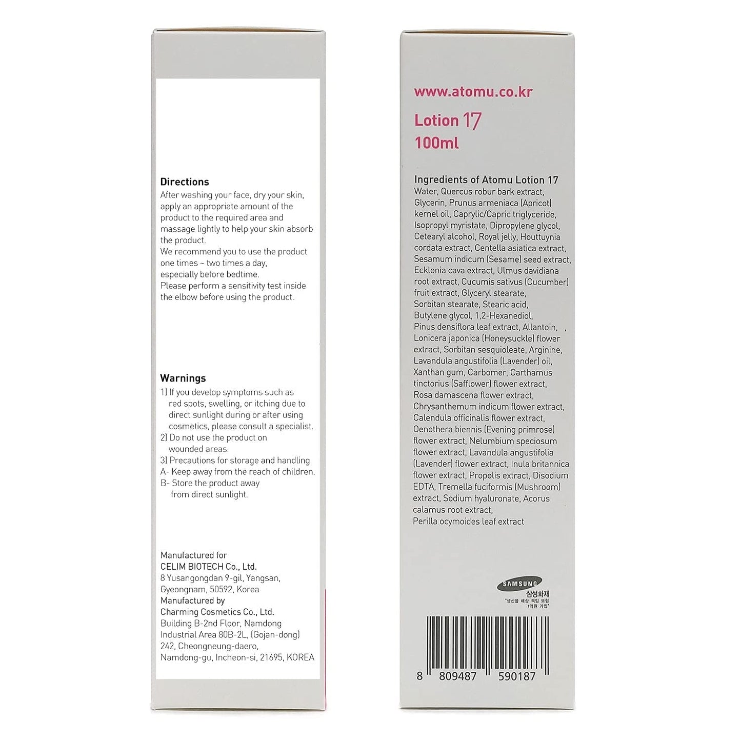 ATOMU Facial Moisturizing Lotion 17 Ultimate Moisture - Hydrating Face Moisturizer for 24hrs with Advanced Hyaluronic Acid 3.38 fl oz