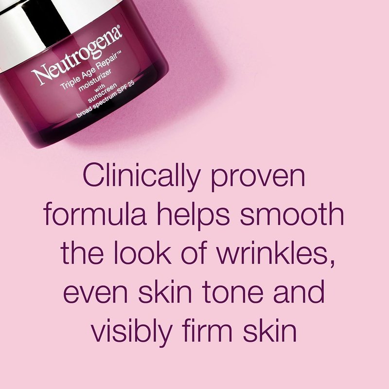Neutrogena Triple Age Repair Face Moisturizer - Anti-Wrinkle Cream with Hexinol & Vitamin C | SPF 25, 1.7 oz