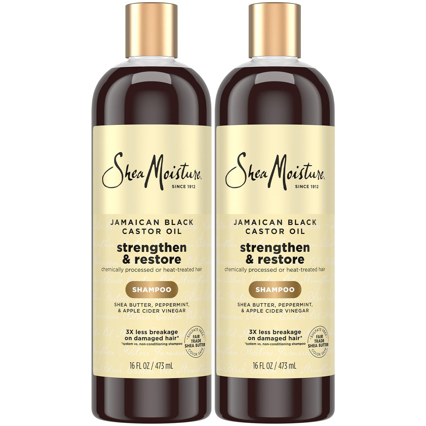 Shea Moisture Jamaican Black Castor Oil Strengthen & Restore Shampoo 2-Pack, 16 Oz Ea
